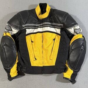 First Gear High-Performance Leather-Tex Motorcycle Jacket Women's Size Medium‎